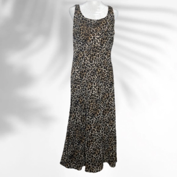 Donna Morgan Silk Leopard Print Maxi Dress - Picture 1 of 3